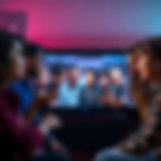 A group of people discussing a heated TV segment with expressions of frustration and intrigue.
