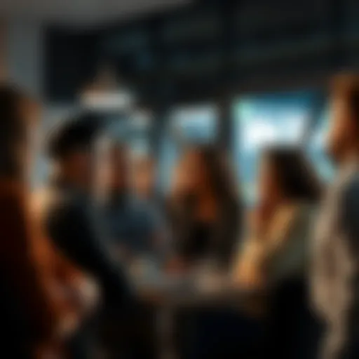 A group of diverse people engaging in discussion, sharing thoughts and opinions about My V