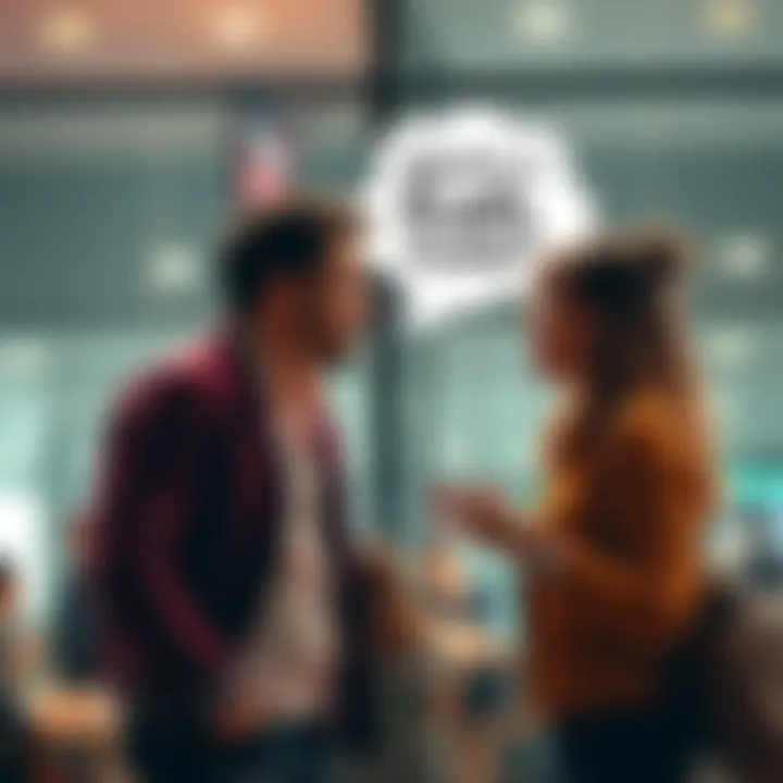 Two people engaging in a lively conversation with a thought bubble illustrating the concept of a rush bump, showing its significance in communication.
