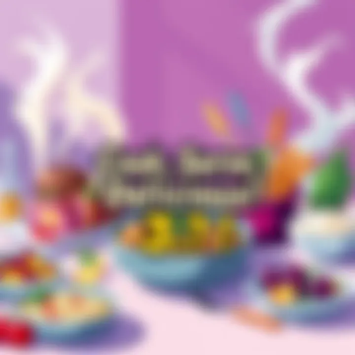 A colorful illustration of unusual food combinations for the Cook, Serve, Delicious! 3?! contest, showcasing different dishes and ingredients in a fun layout.