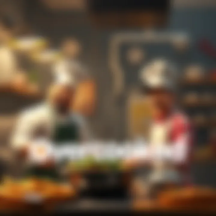 Two players working together in a chaotic kitchen environment in Overcooked