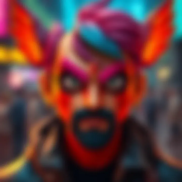 A character with a unique and stylish look, showcasing bold colors and distinctive features that stand out.