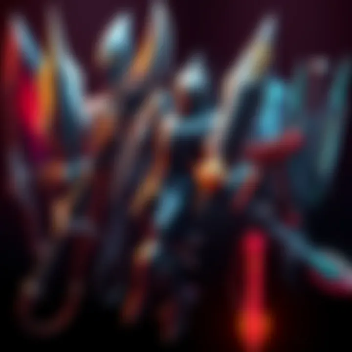 Stylish Weapons and Armor from Gaming A collection of cool-looking weapons and armor pieces from various video games, showcasing unique styles and vibrant animations.