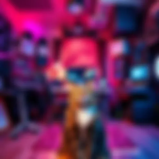 Unique arrangement of gear and devices in a room with a playful cat in the foreground