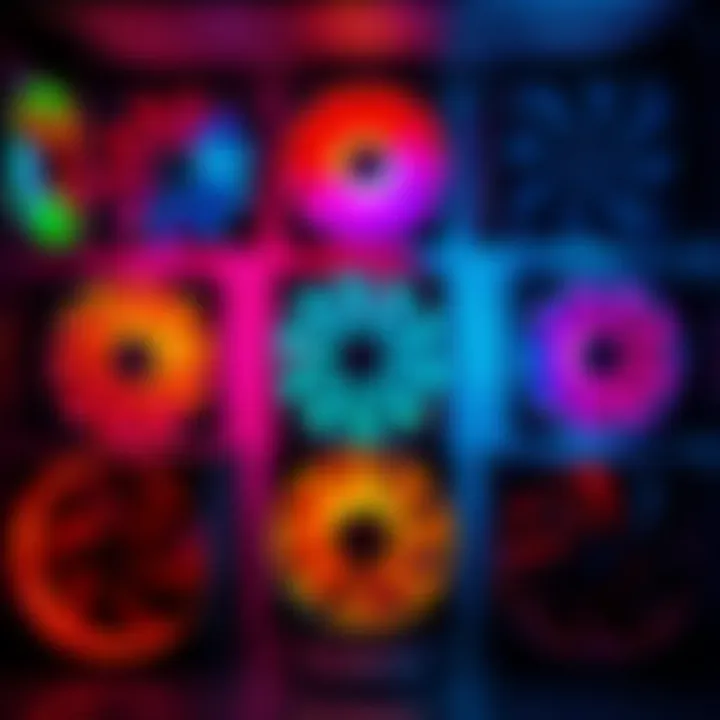 A variety of high-performance case fans arranged to show their design and cooling technology for computer systems.