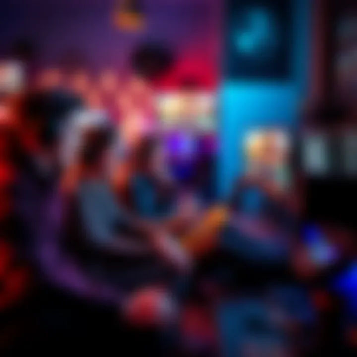 Co-op gaming scene with friends A group of friends playing co-op simulation games together, enjoying teamwork and automation features in their gaming setup.