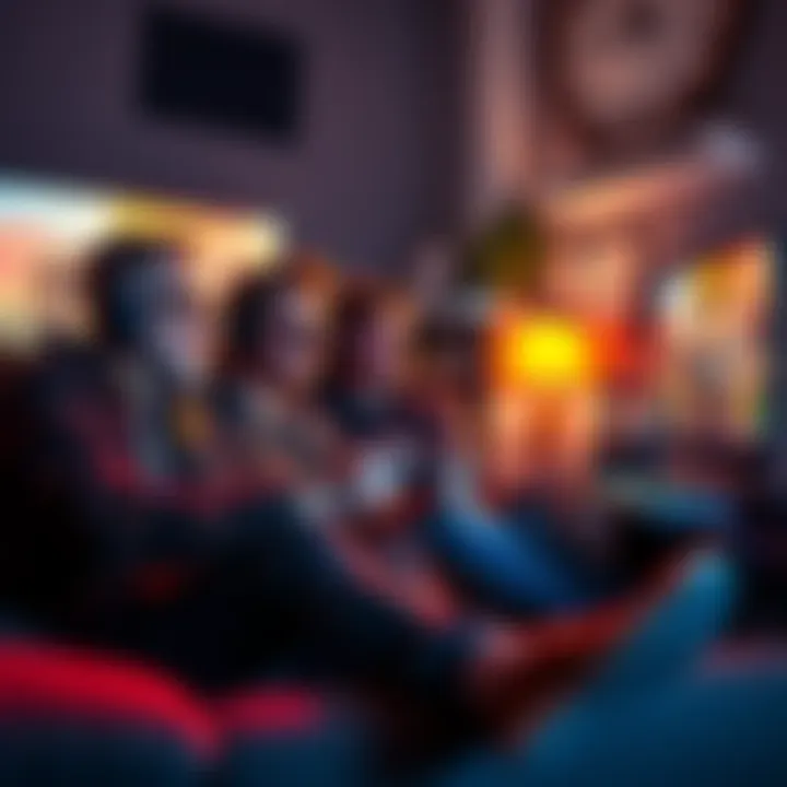 A group of friends playing Borderlands 4 together on a couch, focused on their screens with game controllers in hand, showing elements of teamwork and collaboration during gameplay.