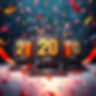 A celebratory graphic showing Core 2 Duo processors with banners and confetti, illustrating 20 years of technology impact.