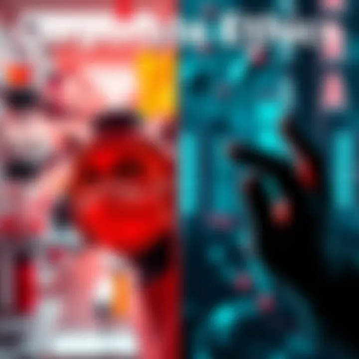 An image depicting the contrast between Biotechnica's controversial practices and Bayer's real-world actions, showcasing elements like pharmaceuticals and ethics in bioengineering.