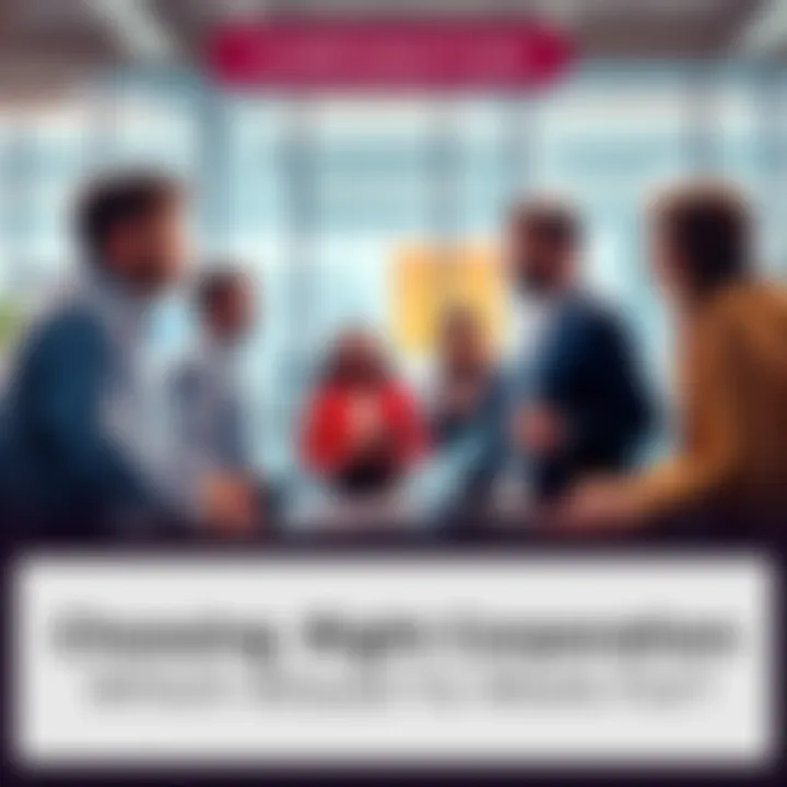 Corporation Options People discussing different corporations and their benefits in an office setting