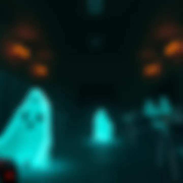 Corpse Party game scene A dark classroom with eerie shadows and ghostly figures, reflecting the horror theme of Corpse Party.