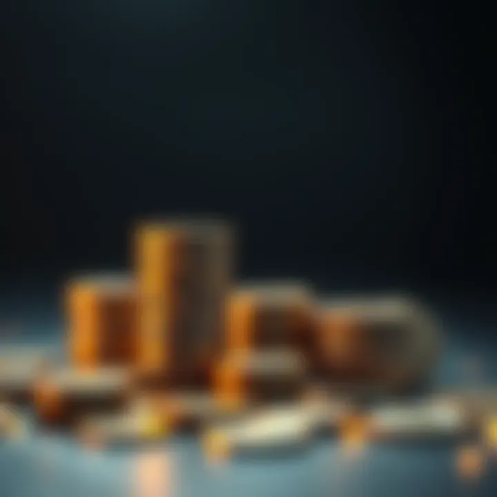 A stack of coins gradually diminishing in light, symbolizing financial strain and depletion of resources.