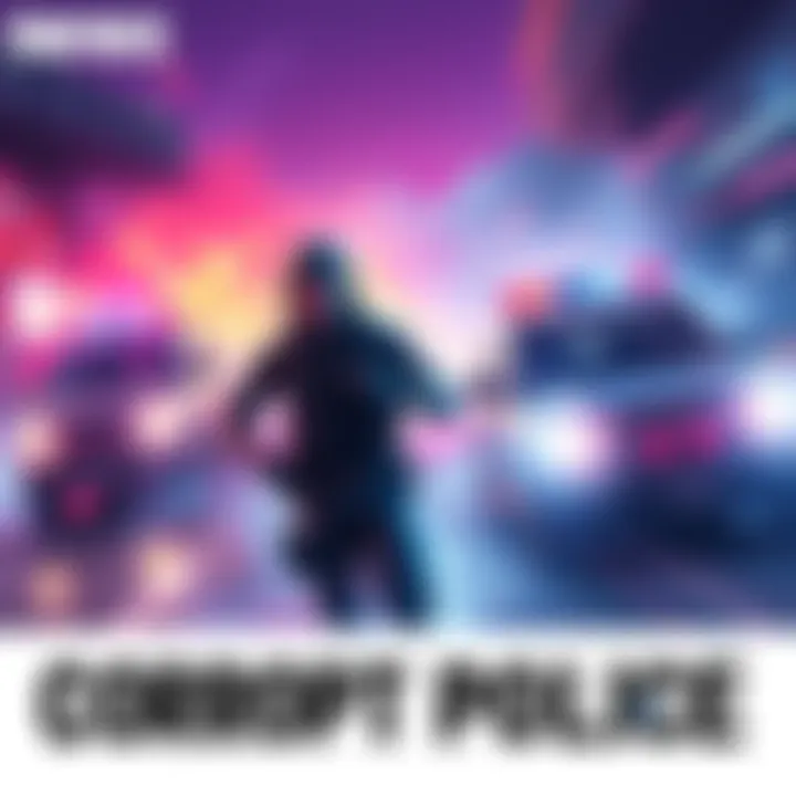 A scene of a Fortnite character being chased by police vehicles as their wanted level increases, with colorful graphics and dynamic action.