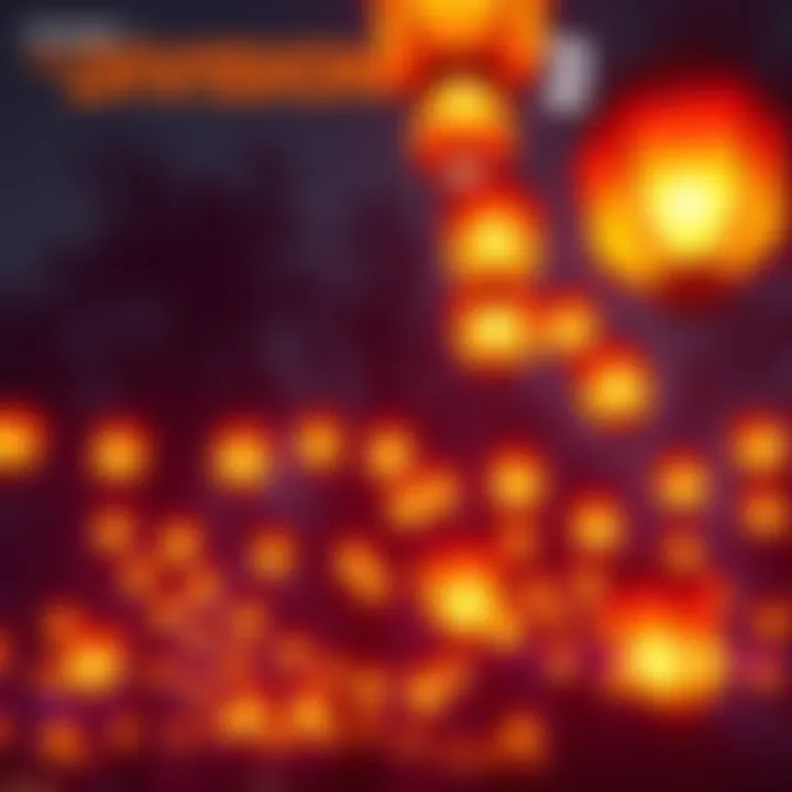 A scene showing multiple corrupted paper lanterns glowing in Washington, D.C. as players interact with them in the game.