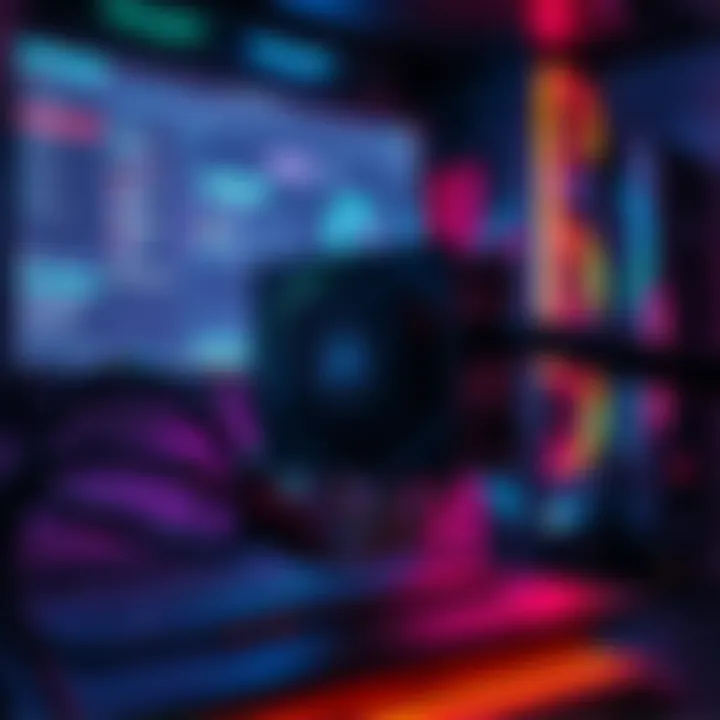 A Corsair CPU intercooler plugged into a computer with software interface visible on the screen, showing lighting settings and configuration options.