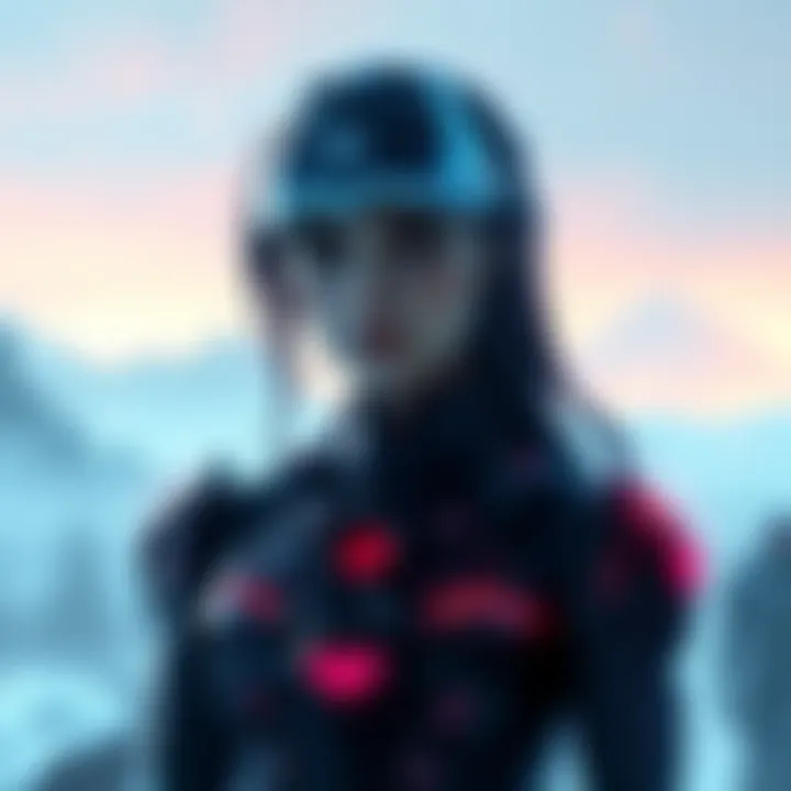 Cortana Sacrifice Scene Cortana stands bravely in a digital landscape, displaying determination and sadness, symbolizing her sacrifices throughout the Halo series.