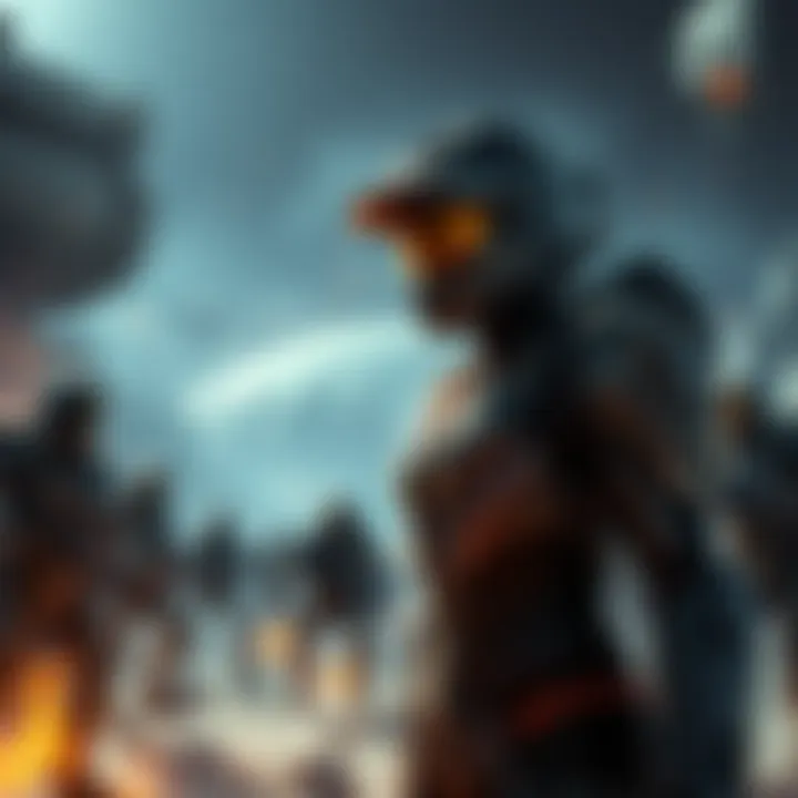 Cortana stands defiantly against UNSC soldiers in a futuristic battlefield, illustrating the conflict over her vision for peace.