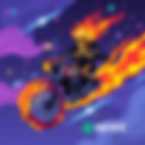 A vibrant illustration of the Cosmic Ghost Rider card featuring a fiery skeleton riding a motorcycle in a cosmic setting with colorful stars in the background.