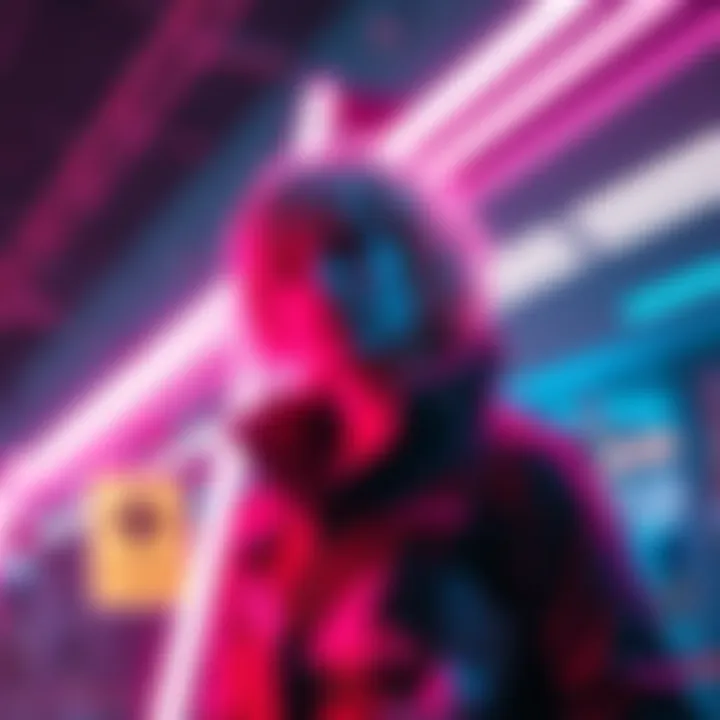 An original character cosplay inspired by Tomorrow, featuring bright neon tubes that highlight the craftsmanship involved.