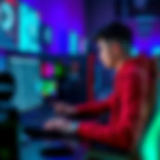 A person working on a Costco gaming computer while checking internet settings and Norton Antivirus.