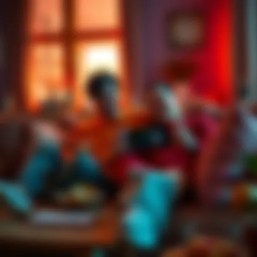 A couple enjoying couch co-op gaming on a Nintendo Switch OLED, surrounded by snacks and a warm atmosphere.