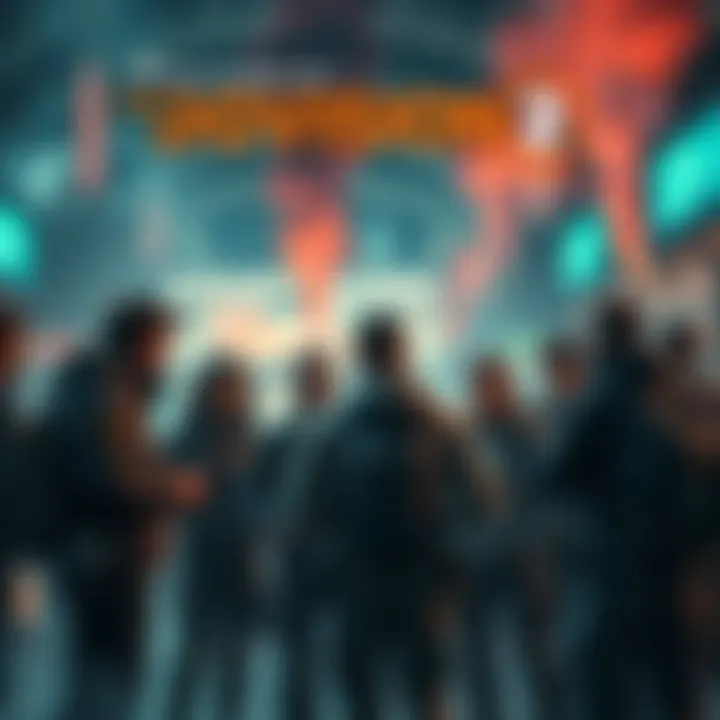 A group of players discussing the Countdown feature in Division 2, showcasing excitement and curiosity.