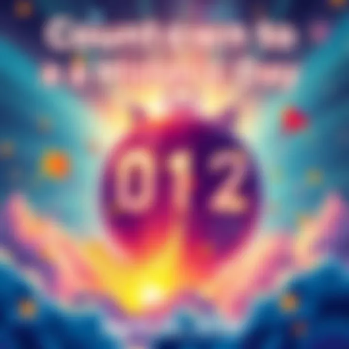 A vibrant illustration showcasing a countdown clock with dynamic elements symbolizing anticipation and celebration
