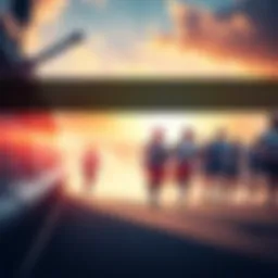 Participants running in a countdown event, showing determination and teamwork, with a bright sky in the background