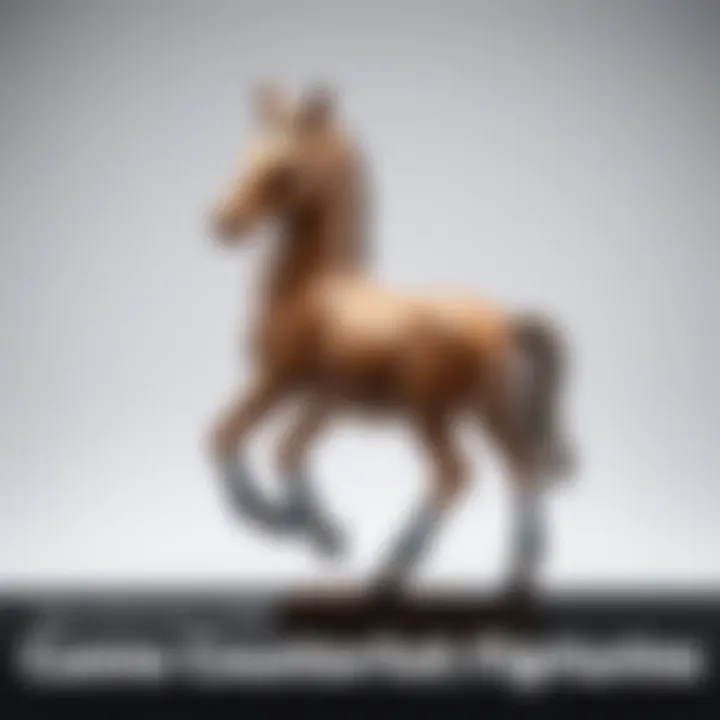 A detailed look at a counterfeit Centaur figurine, showcasing its horse-like features and human torso, displayed against a neutral background.