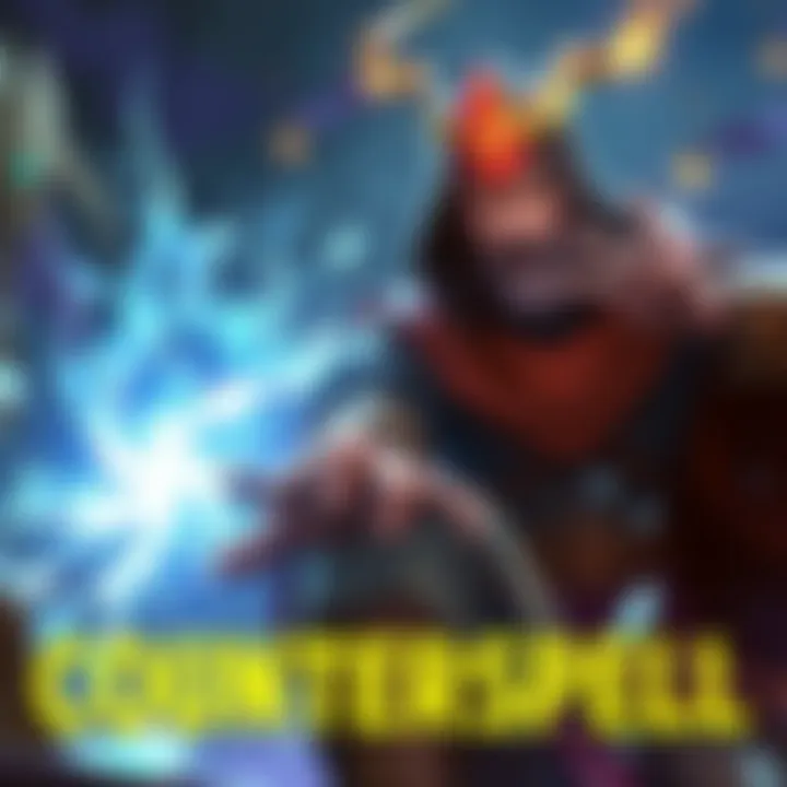 A fantasy scene showing a spellcaster casting Counterspell during a game of Dungeons & Dragons, with magical energy visible between them and an opponent's spell, emphasizing the tense moment of counte...