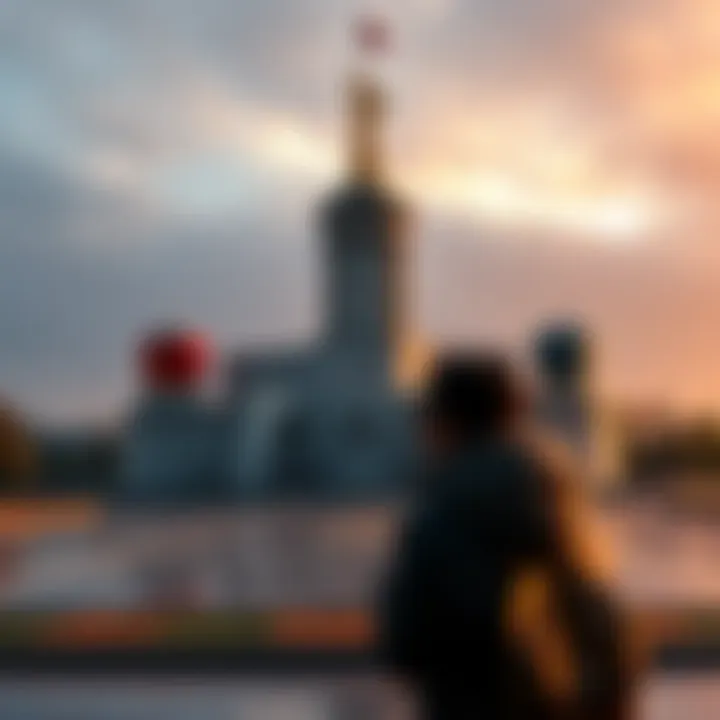 Country Reflects on Historical Victory A thoughtful person gazes at a historical monument symbolizing victory over the USSR, reflecting on current challenges.
