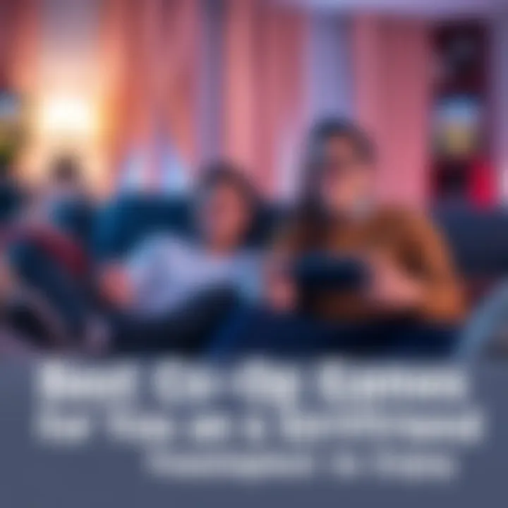 A couple enjoying a co-op video game on a couch, smiling and having fun together