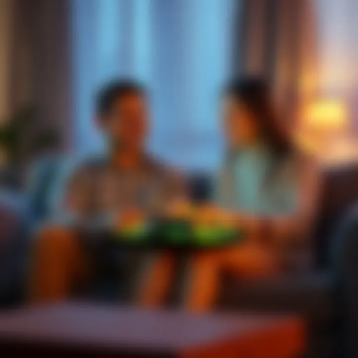 Couple Gaming Together on Steam Deck A husband and wife sit on a couch playing games on a Steam Deck, sharing smiles and enjoying their time together