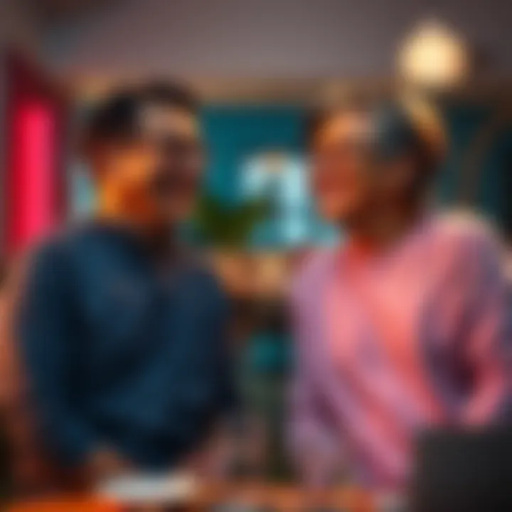 Two friends sharing a laugh while discussing humorous experiences with ex-wives, showcasing light-hearted banter