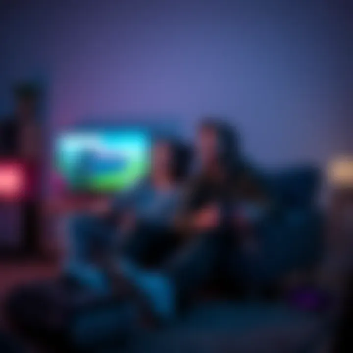 A gamer and their partner sitting on a couch, frustrated while playing Fortnite on a console, with controllers in hand and a screen displaying the game.