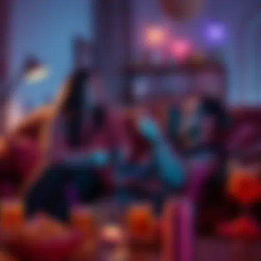 A happy couple enjoying a gaming session on the couch with a PlayStation console and controllers, surrounded by snacks and drinks