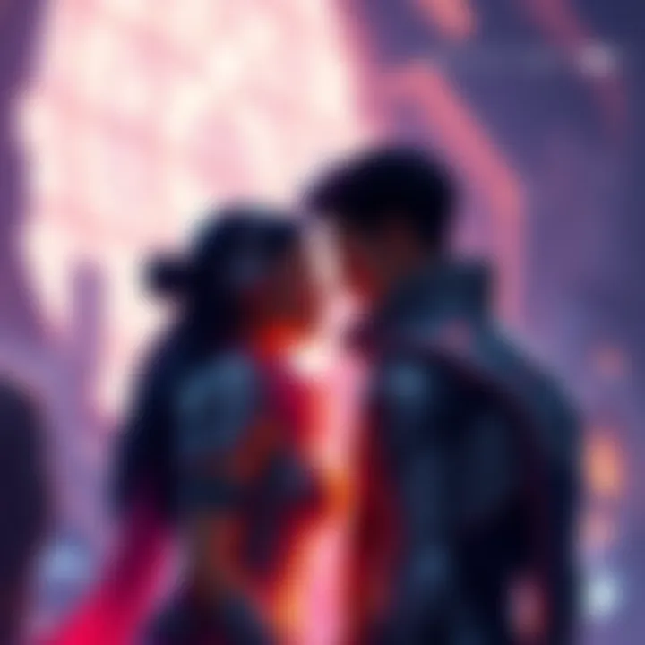 A romantic scene between two characters in a futuristic setting, embodying the essence of romance in Destiny 2.