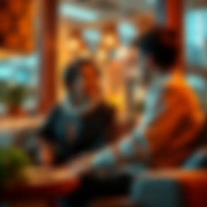 A couple sitting together, talking about their relationship and commitments in a cozy setting.