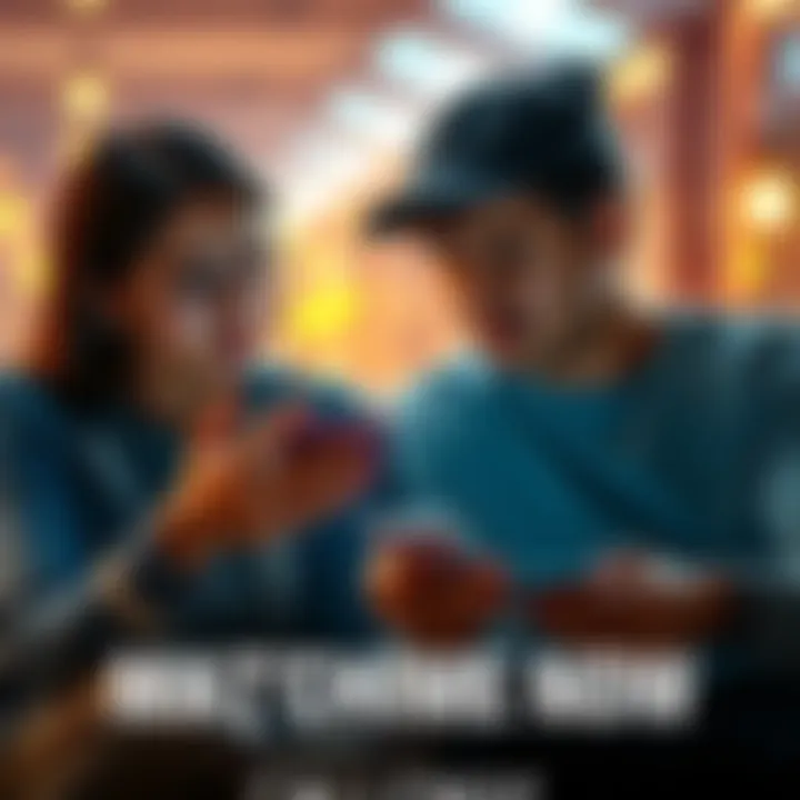 A couple sitting together, looking at their phones, appearing frustrated while trying to connect online in a dating app.
