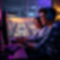 A happy couple enjoying a co-op game on their computer, showcasing teamwork and fun in gaming.