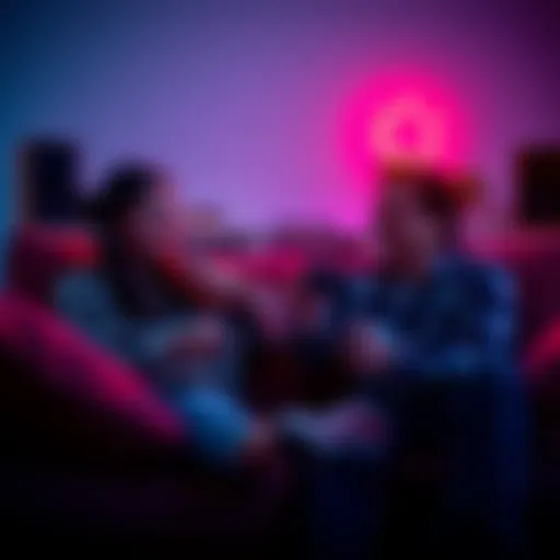 Couple Playing Video Games Together A couple sitting on a couch enjoying a multiplayer video game on their controller, smiling and engaged in gameplay.