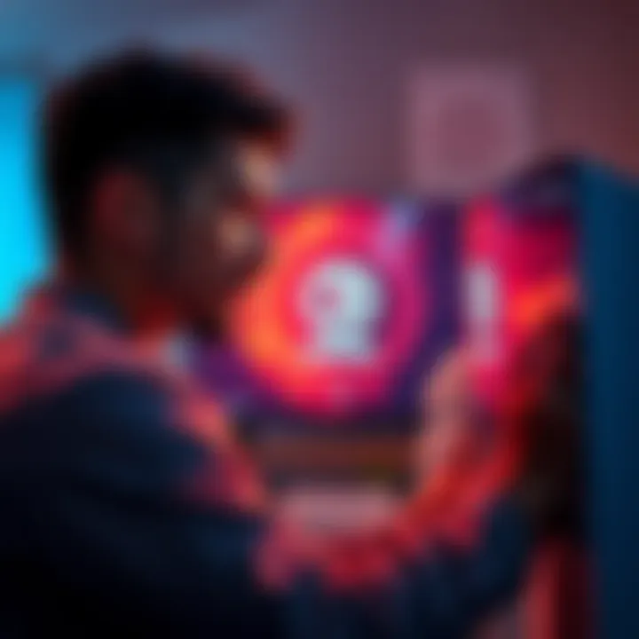 A man and woman looking frustrated while staring at a PS5 screen showing a loading icon