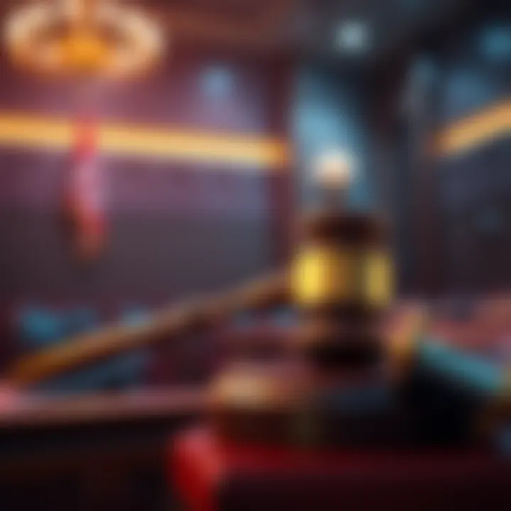 A courtroom scene showing a judge's gavel, symbolizing the protective order granted to Pinkchyu against Tectone.