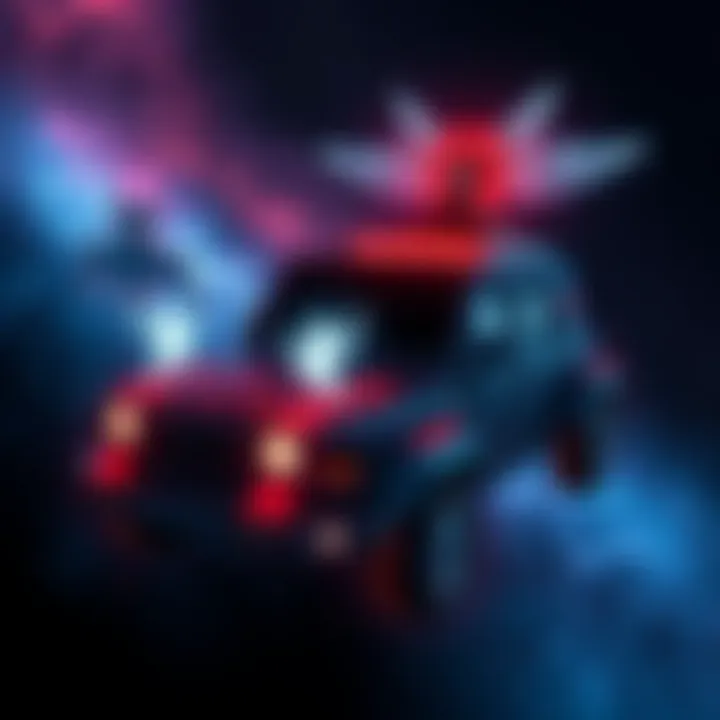 A Covenant vehicle adorned with ghostly symbols representing spirits, surrounded by a cosmic background.