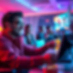 A person smiling while playing Marathon on a gaming console, surrounded by snacks and drinks, showing engagement and excitement.