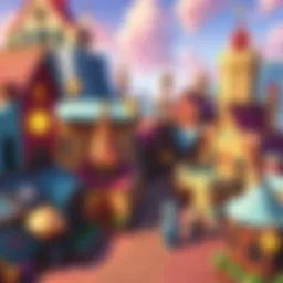 Cozy city building game on Steam Deck A scene from a cozy city builder game showing colorful buildings and happy characters managing the town on a Steam Deck.