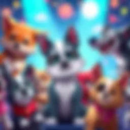 A collection of cute dog and wolf characters from cozy video games on various platforms