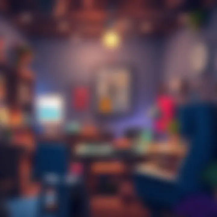 A cozy gaming setup featuring a player crafting items in a colorful, inviting environment, reminiscent of scavenging mechanics in adventure games.