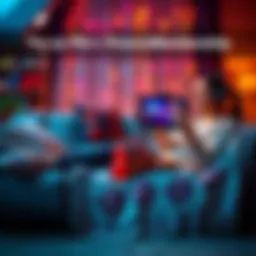 A person relaxing on a couch, playing a video game with a cozy blanket and snacks around them.