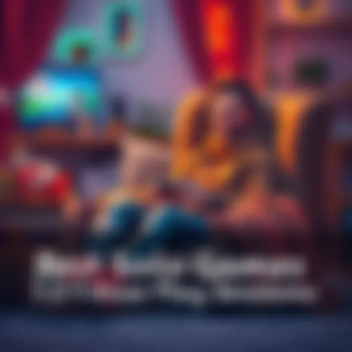 A person sitting comfortably in a chair, playing a video game on a console with a focused expression, surrounded by snacks and a warm blanket